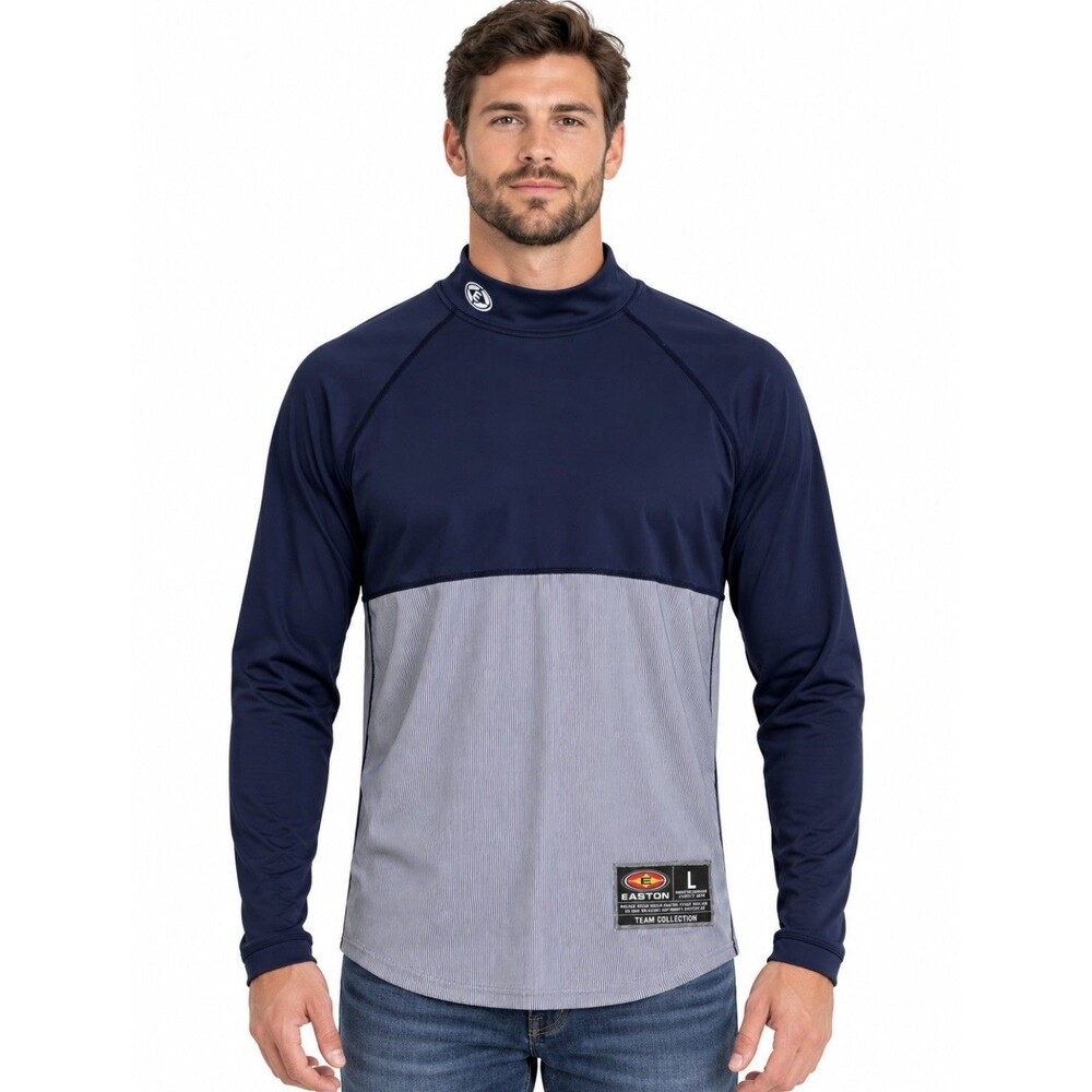 Easton Team Collection Men’s Large Long Sleeve Performance Shirt Navy Gray L